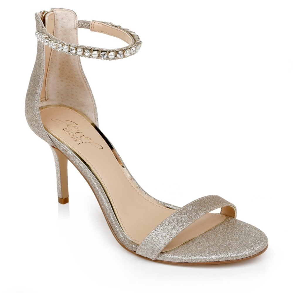 Jewel Badgley Mischka Womens Landen Silver Light Ankle Heels